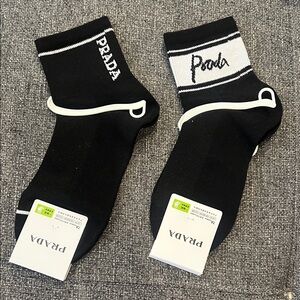 Prada Black and White Casual Socks unisex